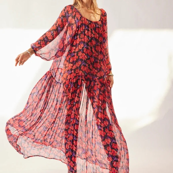 Natalie Martin Red and Blue Long Sleeve Dress